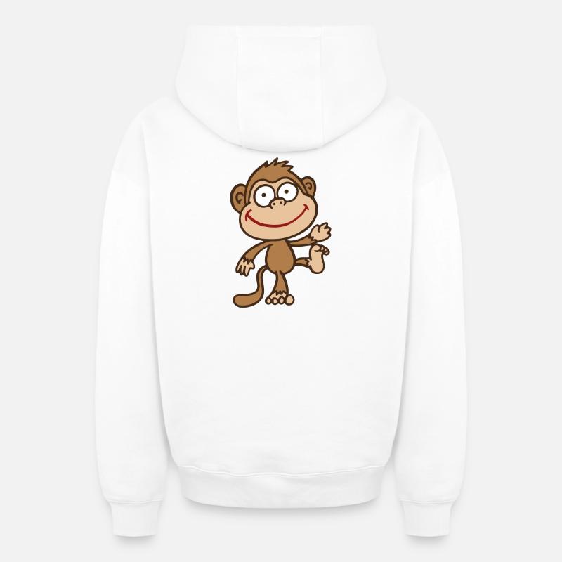 singe - Sweat à capuche unisexe zippé oversize épais SPREAD - blanc