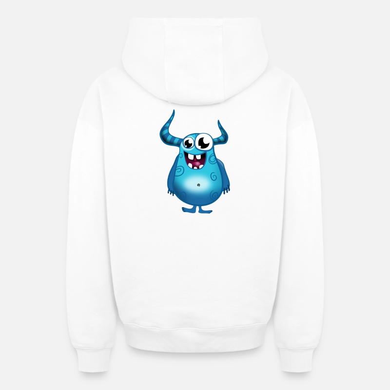 monstre - Sweat à capuche unisexe zippé oversize épais SPREAD - blanc