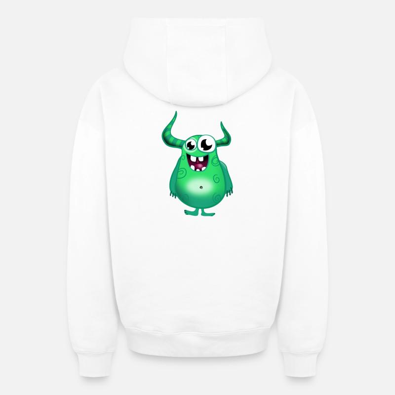 Vert monstre - Sweat à capuche unisexe zippé oversize épais SPREAD - blanc
