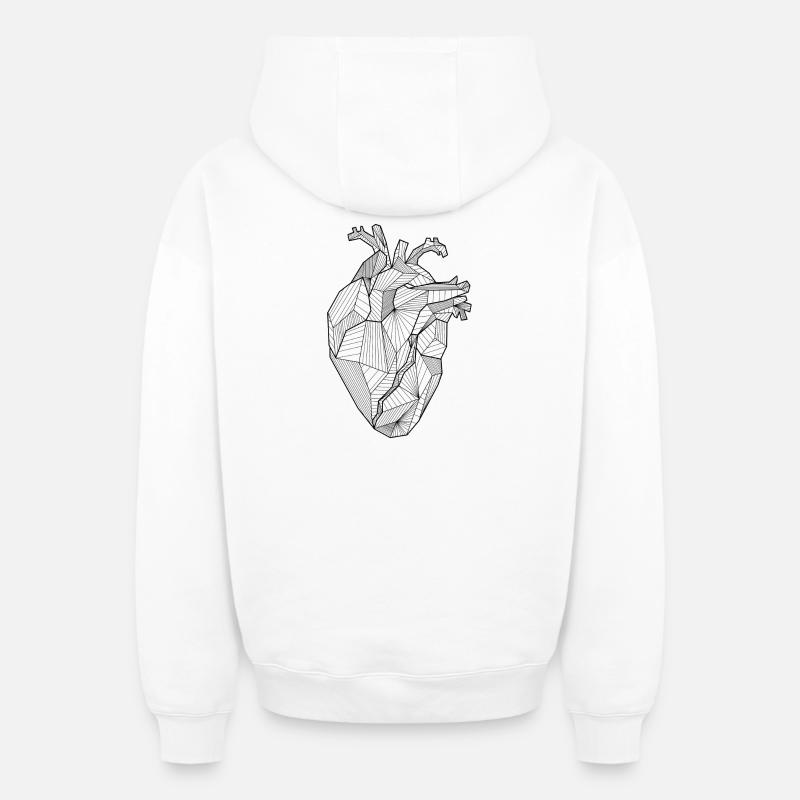 Cœur - Sweat à capuche unisexe zippé oversize épais SPREAD - blanc