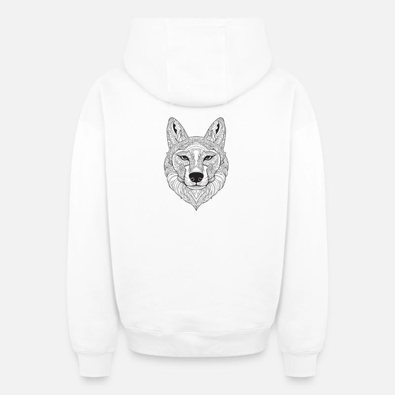 Dog Mandala Style Design - Sweat à capuche unisexe zippé oversize épais SPREAD - blanc