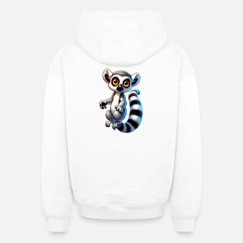 Lémurien - Sweat à capuche unisexe zippé oversize épais SPREAD - blanc