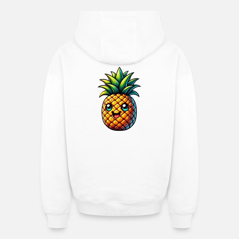 Ananas - Sweat à capuche unisexe zippé oversize épais SPREAD - blanc