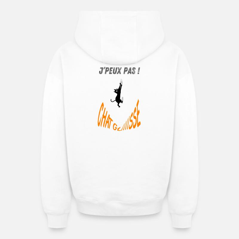 J'peux pas chat glisse ! - Sweat à capuche unisexe zippé oversize épais SPREAD - blanc
