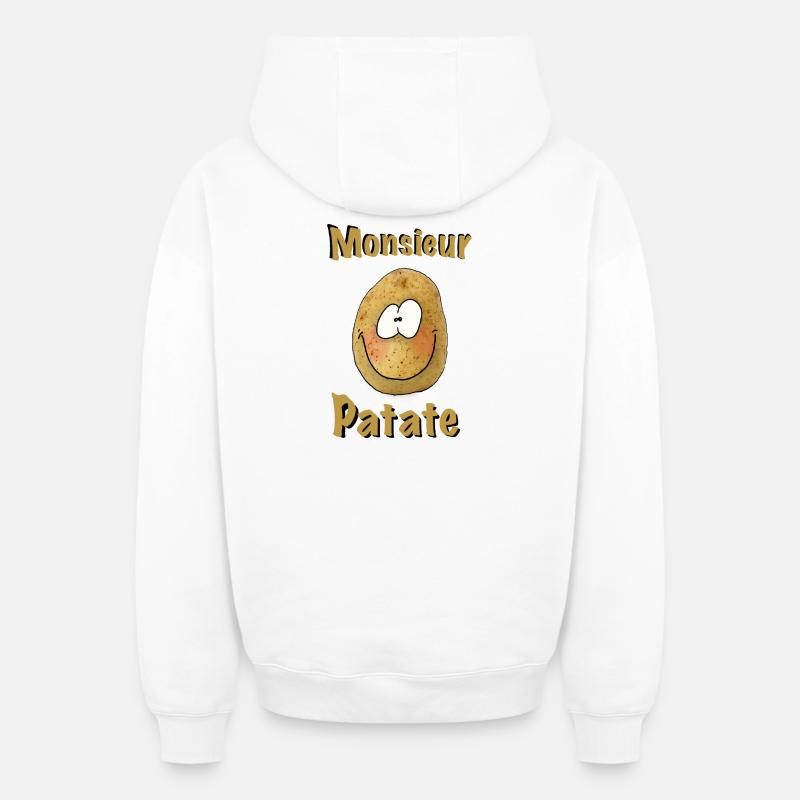 Monsieur patate - Sweat à capuche unisexe zippé oversize épais SPREAD - blanc