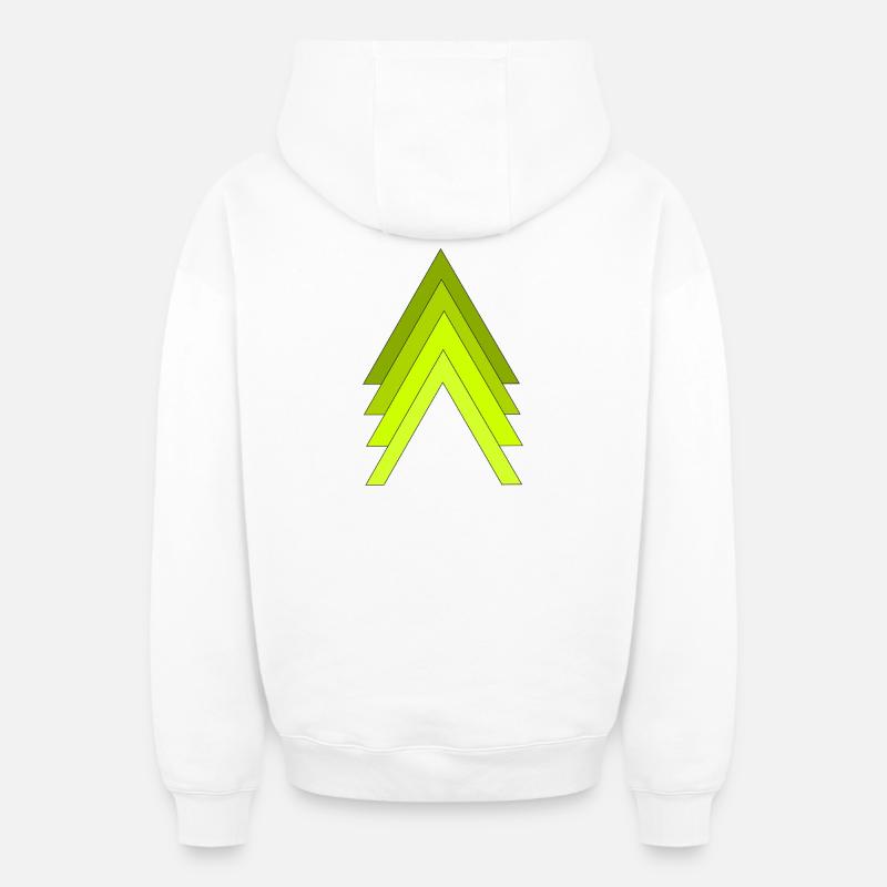 Flèches vert néon - Sweat à capuche unisexe zippé oversize épais SPREAD - blanc