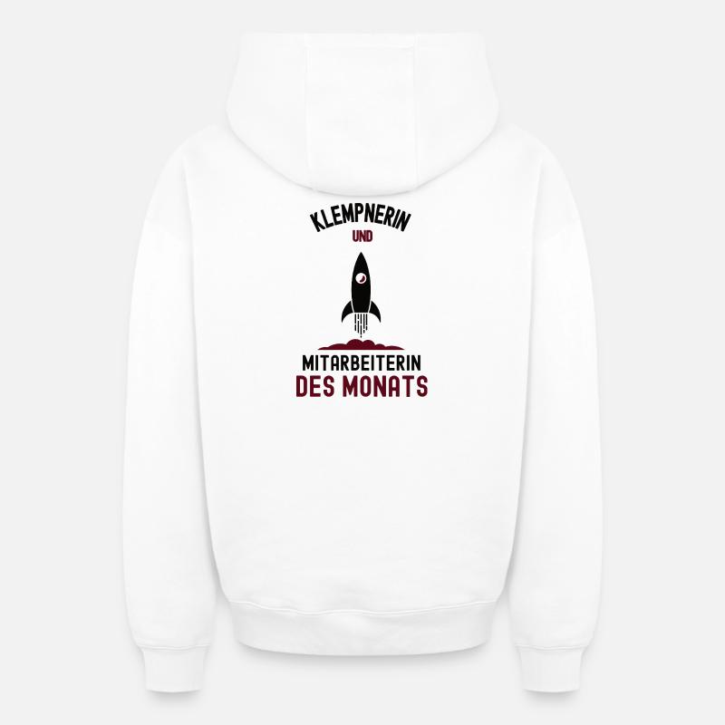 Employé du mois Plombier - Sweat à capuche unisexe zippé oversize épais SPREAD - blanc