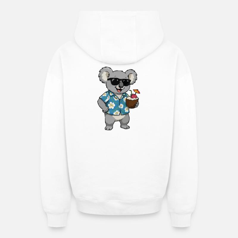 Koala Hawaii Cocktail - Sweat à capuche unisexe zippé oversize épais SPREAD - blanc