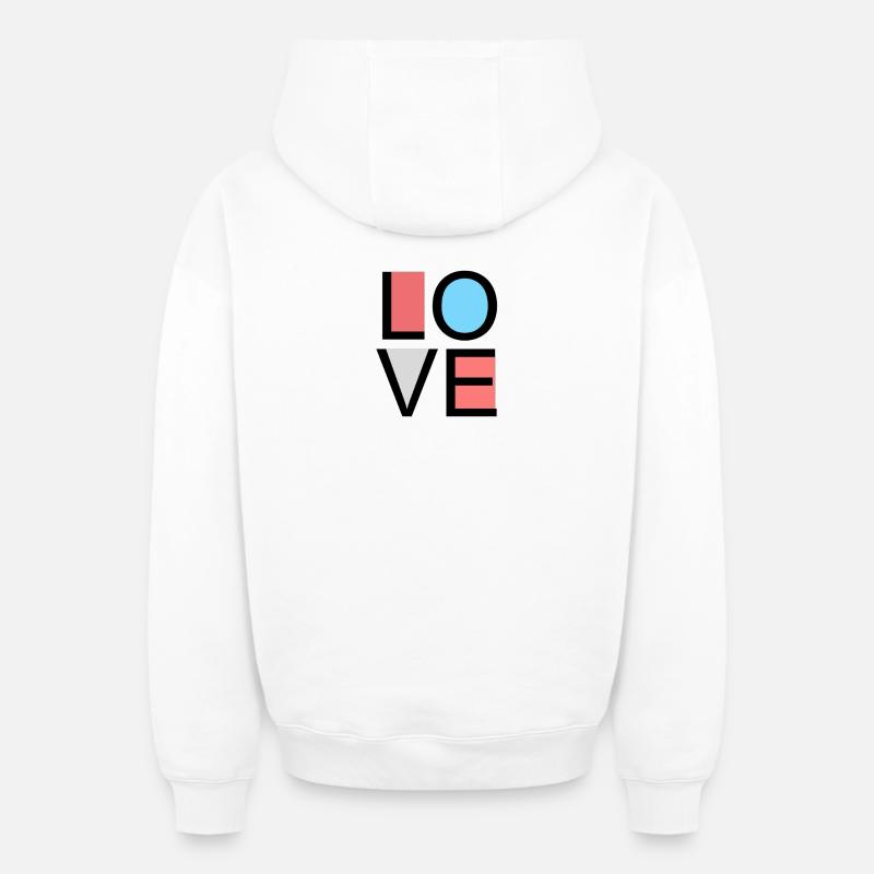 amour - Sweat à capuche unisexe zippé oversize épais SPREAD - blanc