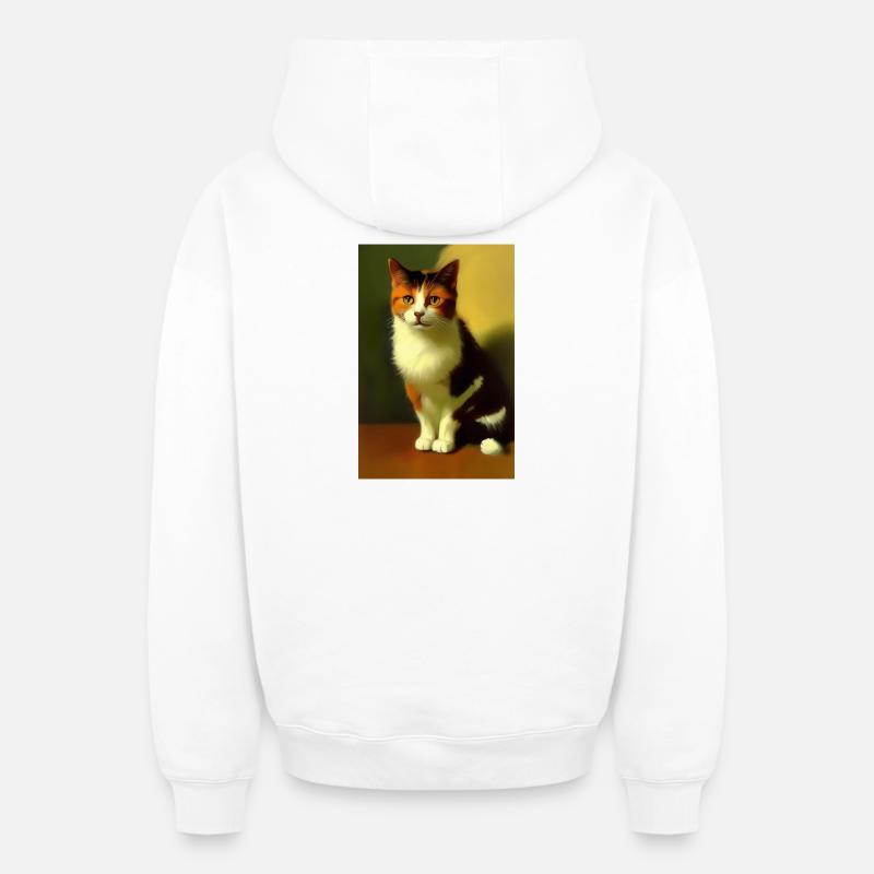 Image du chat - Sweat à capuche unisexe zippé oversize épais SPREAD - blanc