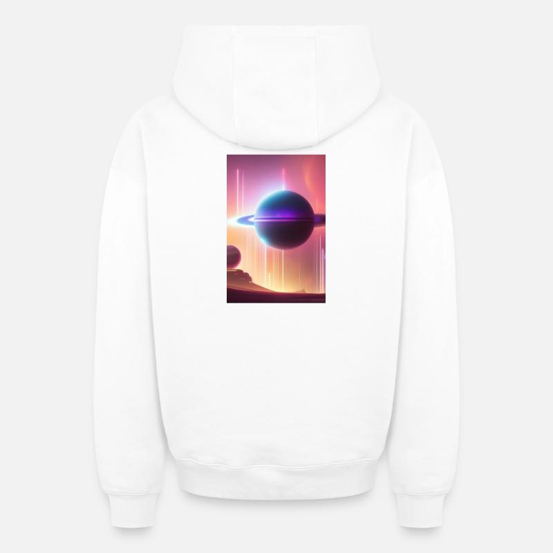 Espace, Planètes - Sweat à capuche unisexe zippé oversize épais SPREAD - blanc