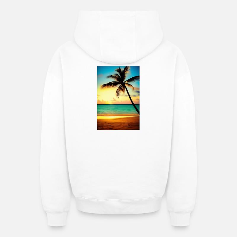 Caraïbes Palm Beach - Sweat à capuche unisexe zippé oversize épais SPREAD - blanc