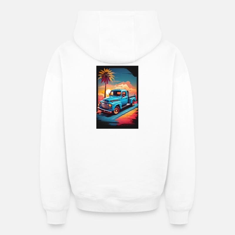 Camionnette - Sweat à capuche unisexe zippé oversize épais SPREAD - blanc