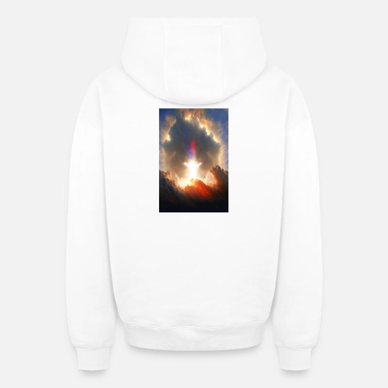 GOD 01 - Sweat à capuche unisexe zippé oversize épais SPREAD - blanc