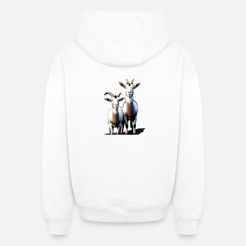 CHÈVRES II - Sweat à capuche unisexe zippé oversize épais SPREAD - blanc