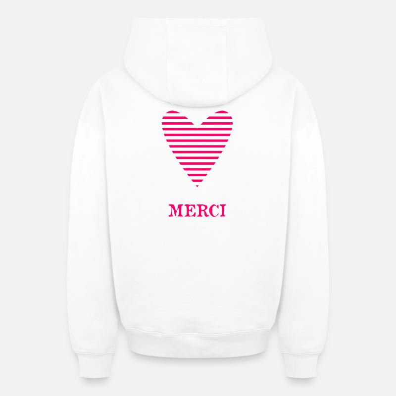 MERCI. MAÎTRESSE. MAÎTRE - Sweat à capuche unisexe zippé oversize épais SPREAD - blanc