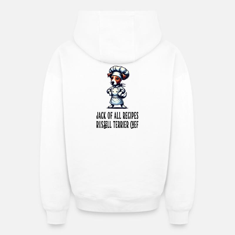 Jack Russel Terrier Cook - Sweat à capuche unisexe zippé oversize épais SPREAD - blanc
