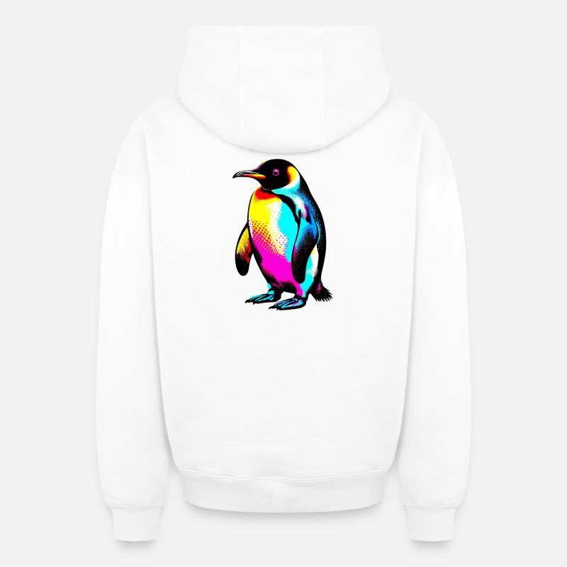 Pingouin - Sweat à capuche unisexe zippé oversize épais SPREAD - blanc