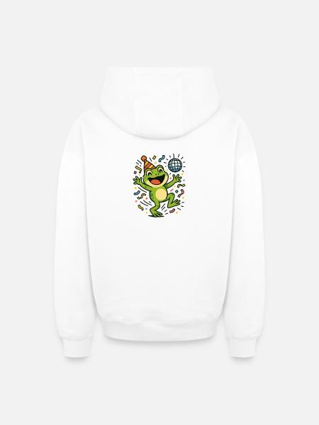 Party Frog - Oversized Heavyweight Unisex Zip Hoodie - white