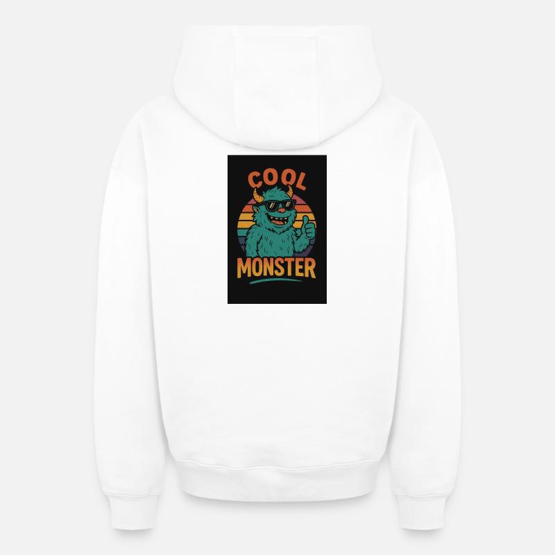 Monstre cool - Sweat à capuche unisexe zippé oversize épais SPREAD - blanc