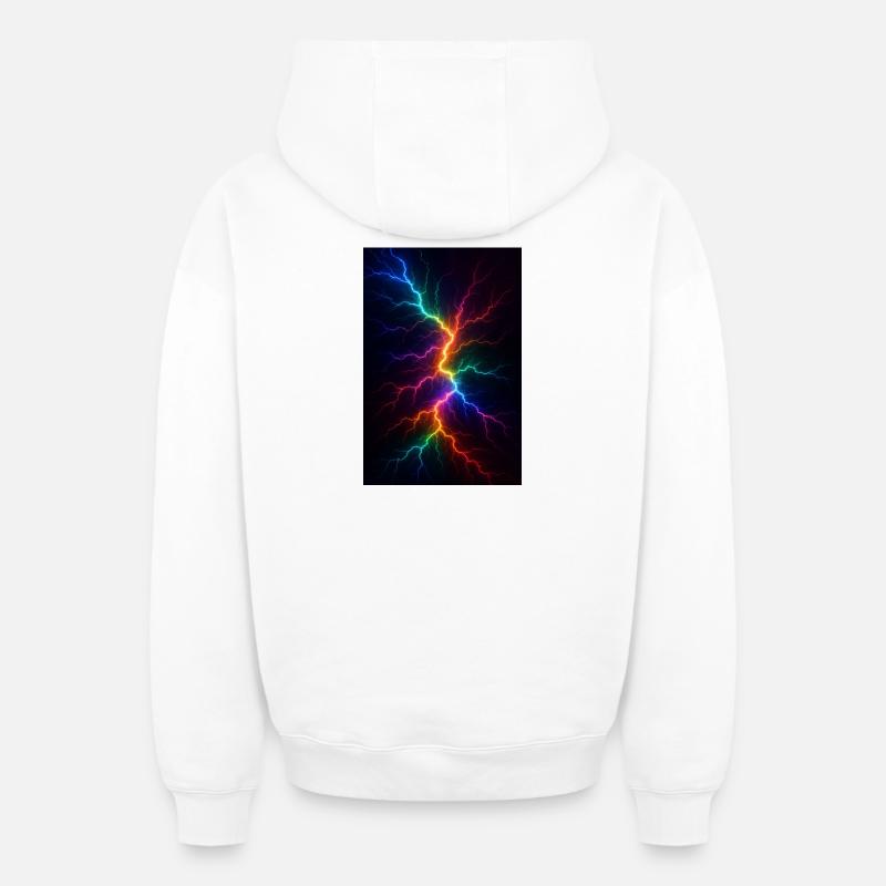 Regenbogen Blitzsturm - Oversized Heavyweight Unisex Zip Hoodie - Weiß