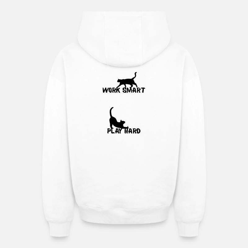 Travaillez intelligemment - Sweat à capuche unisexe zippé oversize épais SPREAD - blanc