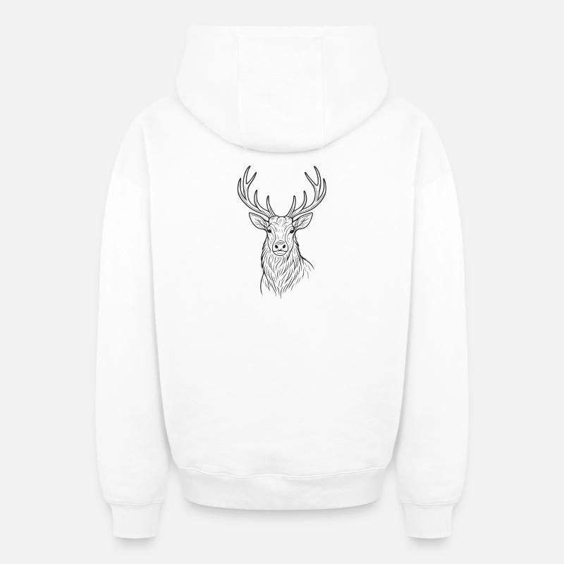 Design moderne du cerf - Sweat à capuche unisexe zippé oversize épais SPREAD - blanc