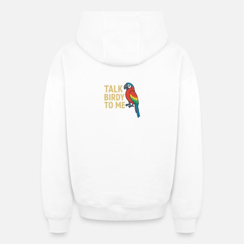 Perroquet heureux avec texte - Sweat à capuche unisexe zippé oversize épais SPREAD - blanc