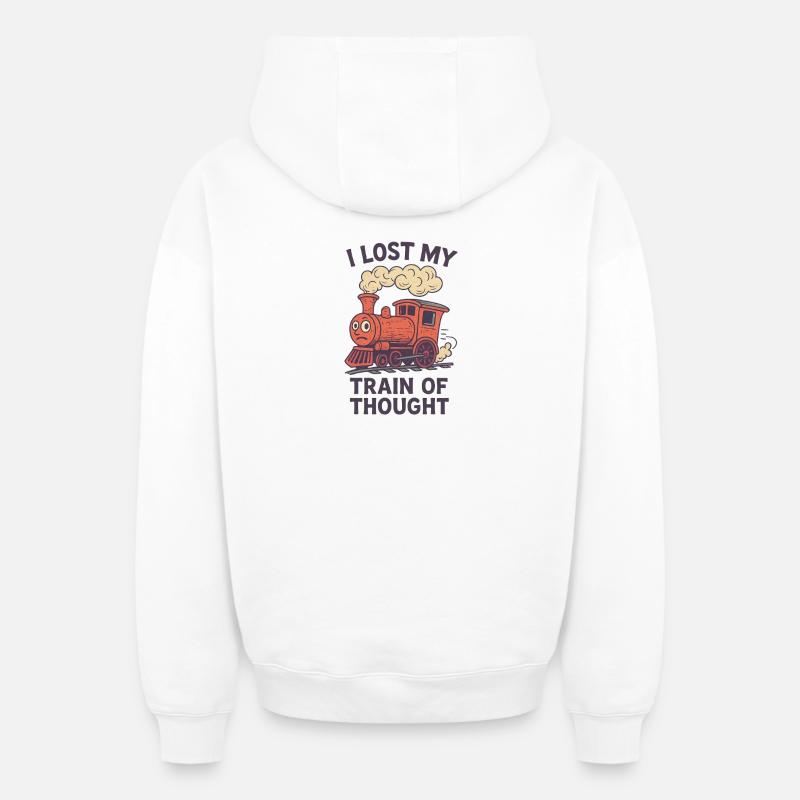 Train de la pensée Design - Sweat à capuche unisexe zippé oversize épais SPREAD - blanc