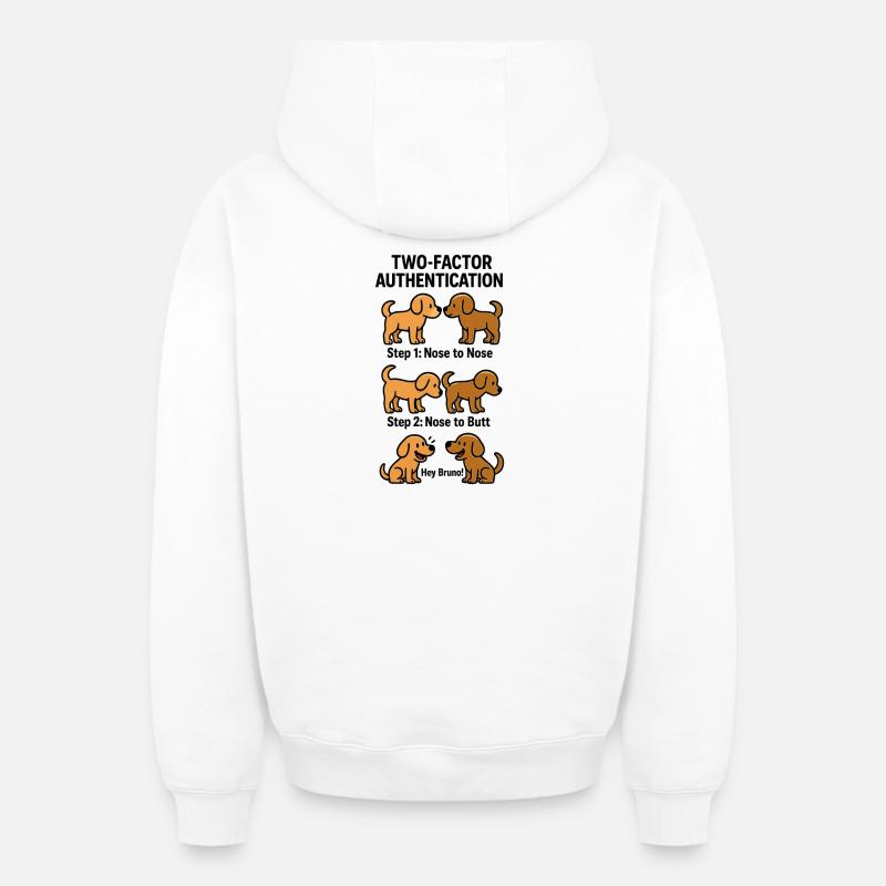 Two Factor Authentication Hunde - Oversized Heavyweight Unisex Zip Hoodie - Weiß
