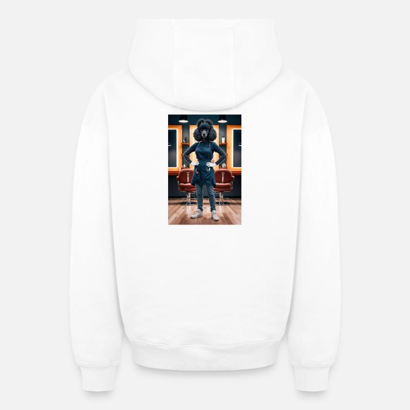 Coiffeur caniche humanoïde - Sweat à capuche unisexe zippé oversize épais SPREAD - blanc
