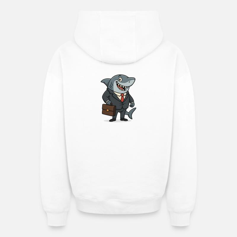 Requin d’affaires requin avec combinaison - Sweat à capuche unisexe zippé oversize épais SPREAD - blanc