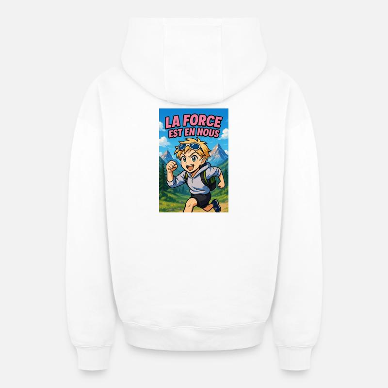 Force Intérieure Aventure - Sweat à capuche unisexe zippé oversize épais SPREAD - blanc