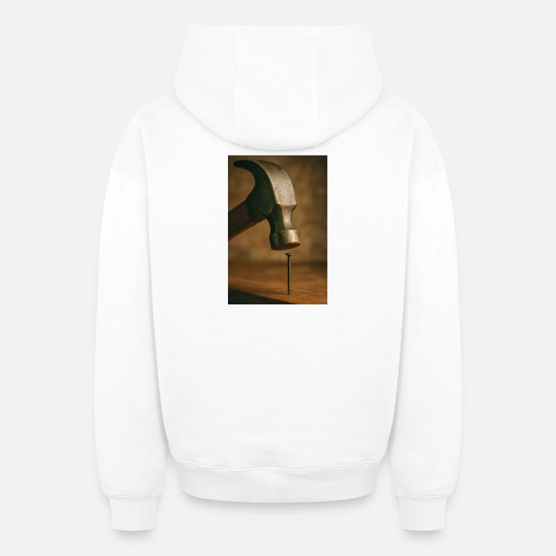 Profession - Charpentier - Sweat à capuche unisexe zippé oversize épais SPREAD - blanc