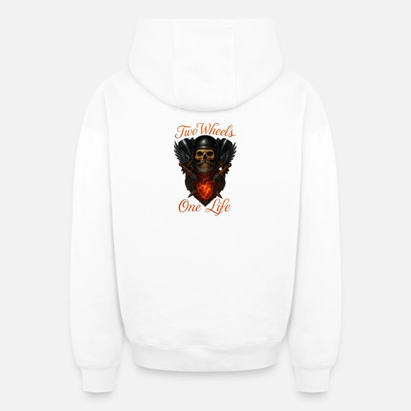 Deux roues, une vie - Sweat à capuche unisexe zippé oversize épais SPREAD - blanc