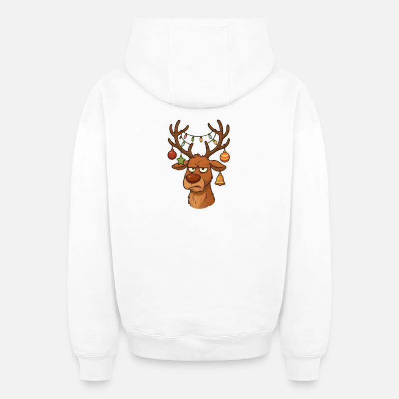 Noël de renne agacé - Sweat à capuche unisexe zippé oversize épais SPREAD - blanc