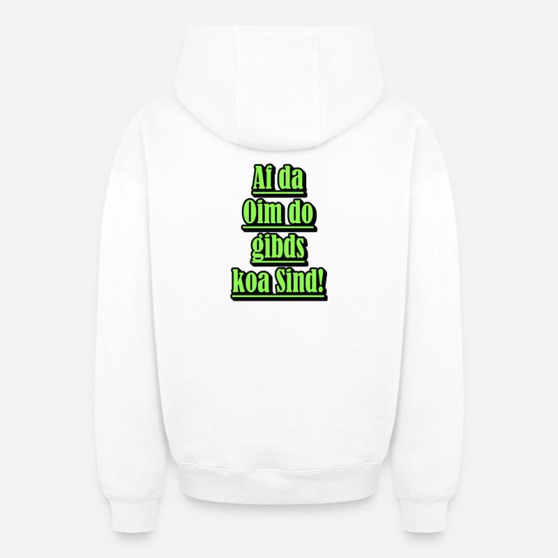 Dialecte néon Diction verte - Sweat à capuche unisexe zippé oversize épais SPREAD - blanc
