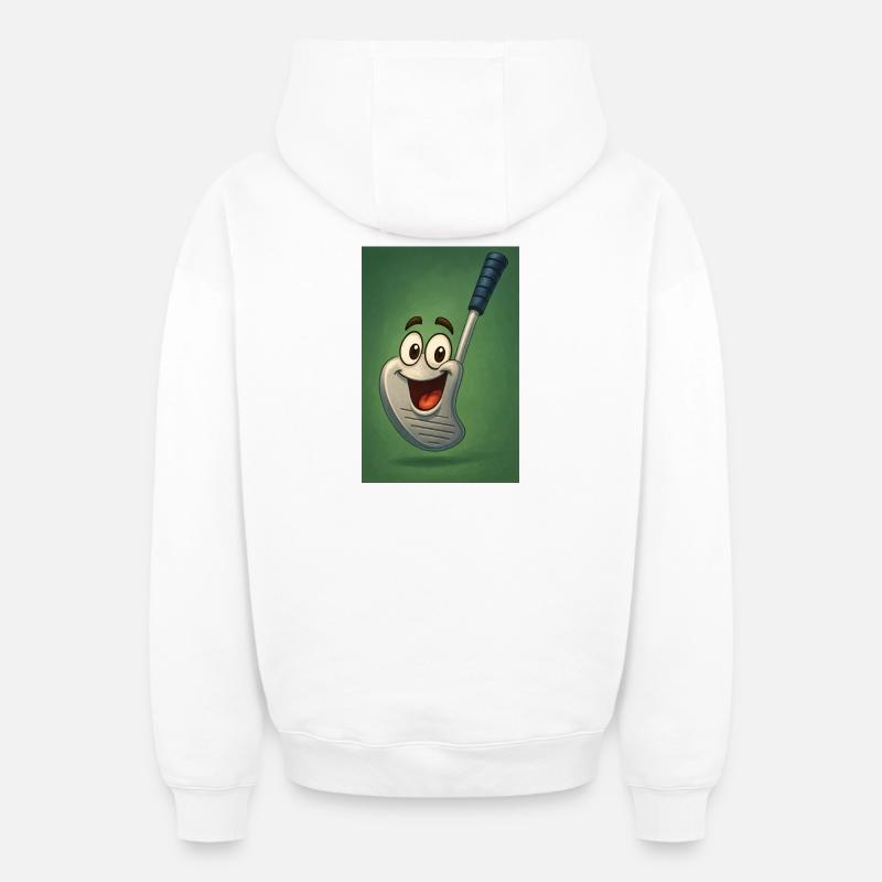 Club de golf heureux avec visage - Sweat à capuche unisexe zippé oversize épais SPREAD - blanc