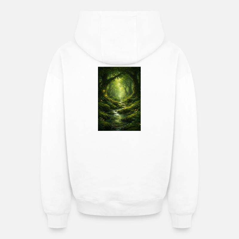 Forêt mystique - Sweat à capuche unisexe zippé oversize épais SPREAD - blanc