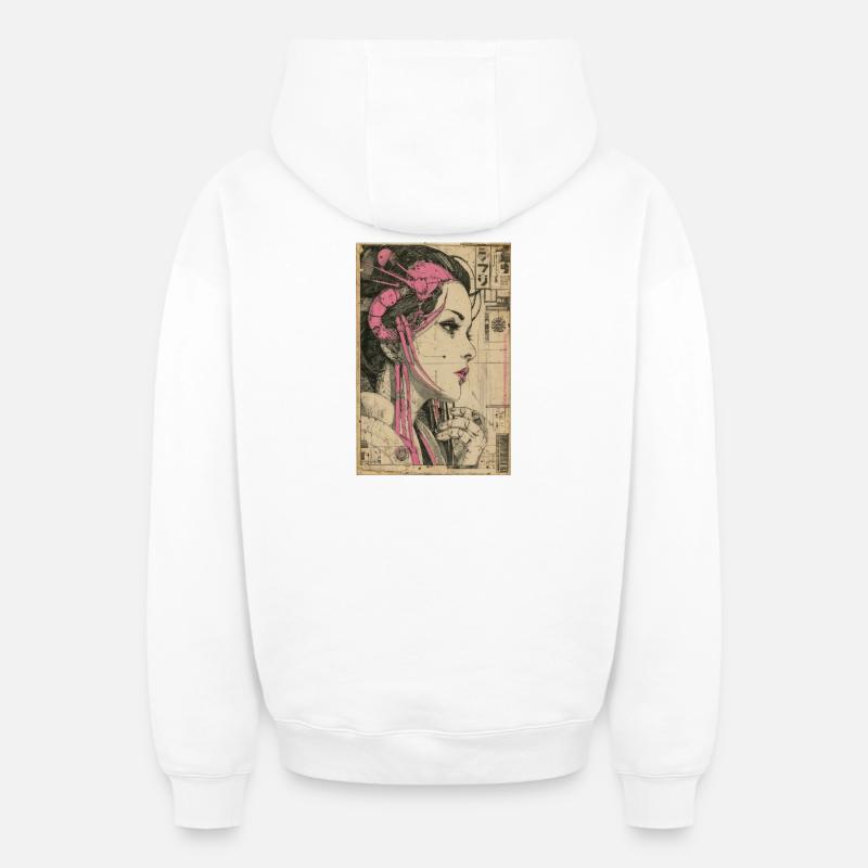 Héritière du Circuit Néon - Sweat à capuche unisexe zippé oversize épais SPREAD - blanc