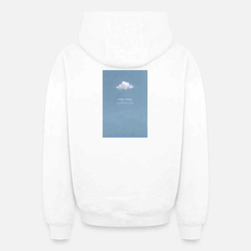 Un pas reste à avancer - Sweat à capuche unisexe zippé oversize épais SPREAD - blanc