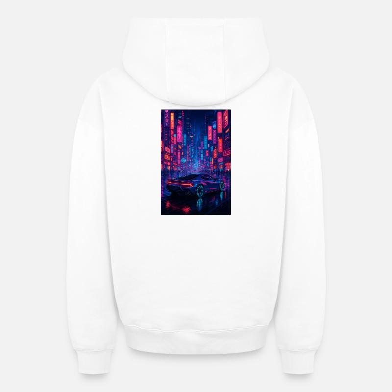 RockyZoo22 - Sweat à capuche unisexe zippé oversize épais SPREAD - blanc