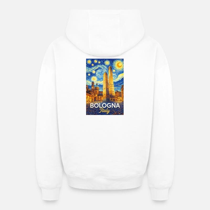 Bologne, Italie. - Sweat à capuche unisexe zippé oversize épais SPREAD - blanc