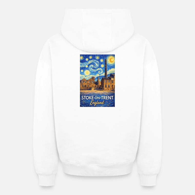 Stoke-on-Trent, Angleterre - Sweat à capuche unisexe zippé oversize épais SPREAD - blanc