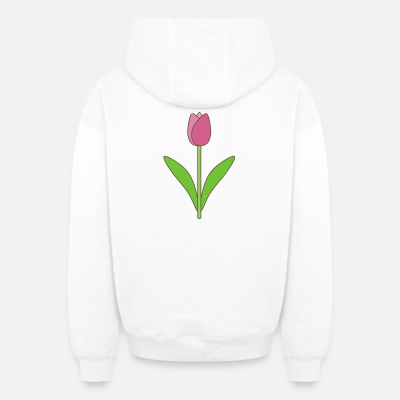 Tulip Bloom Rose - Sweat à capuche unisexe zippé oversize épais SPREAD - blanc