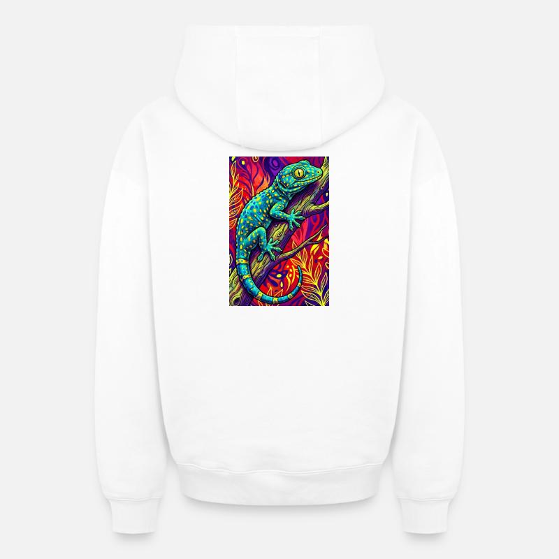 Gecko - Sweat à capuche unisexe zippé oversize épais SPREAD - blanc