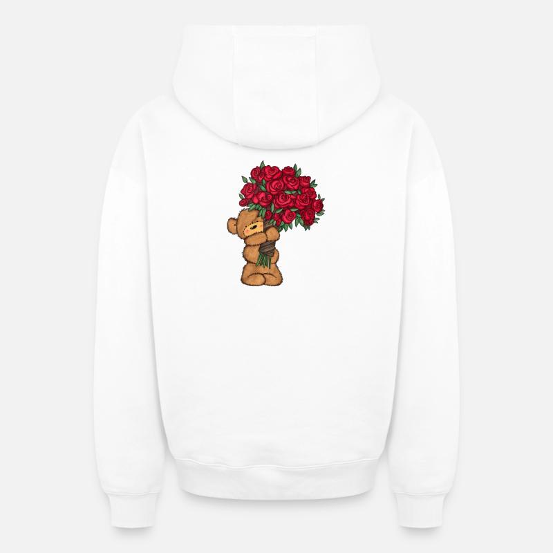 Baer_Blumen - Sweat à capuche unisexe zippé oversize épais SPREAD - blanc