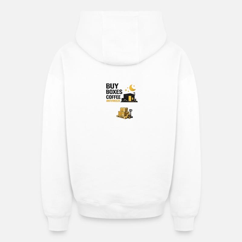 Nachtschicht-Boxen Kaffee-Antikühlmittel - Oversized Heavyweight Unisex Zip Hoodie - Weiß