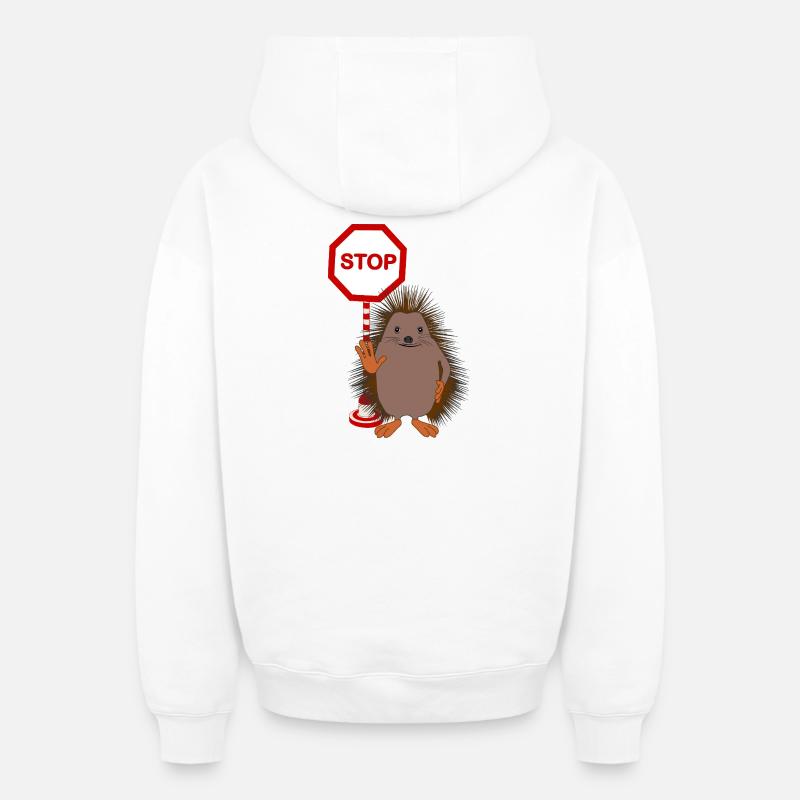 Arrêtez le harcèlement – Sweet Hedgehog - Sweat à capuche unisexe zippé oversize épais SPREAD - blanc