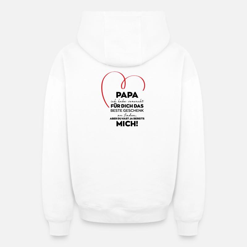 Papa Drôle de Cadeau - Sweat à capuche unisexe zippé oversize épais SPREAD - blanc